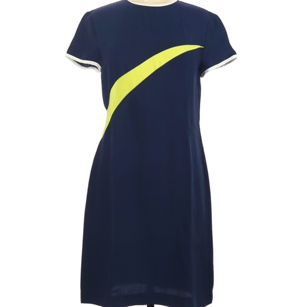 Magaschoni New York dark navy blue dress 8 medium short sleeve Excellent RARE